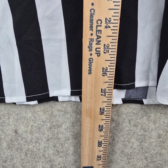 Black & White Striped Womens Blouse 3/4 Sleeve V-Neck Tie Cuffs 5XL Polyester - Picture 5 of 6